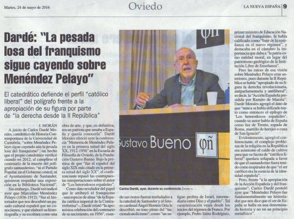 La Nueva España, Oviedo, 24 mayo 2016, página 9 reproduce noticia en prensa