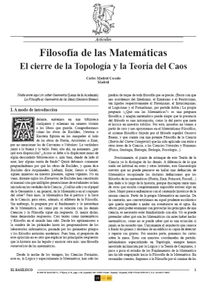 Carlos M. Madrid Casado, Filosofía de las Matemáticas