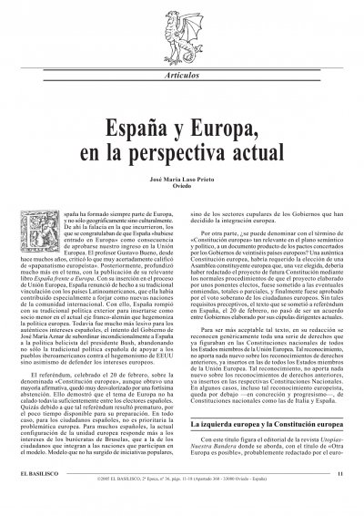 José María Laso Prieto, España y Europa en la perspectiva actual