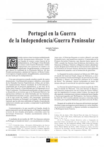 Antonio Ventura, Portugal en la Guerra de la Independencia / Guerra Peninsular